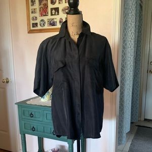 VINTAGE Silk Black Club Classic Blouse Size 8